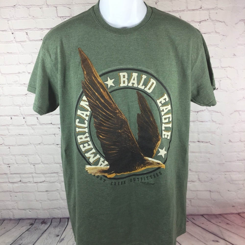 Lost Creek Outfitters Shirt Green Adult Medium American Bald Eagle Graphic Tee